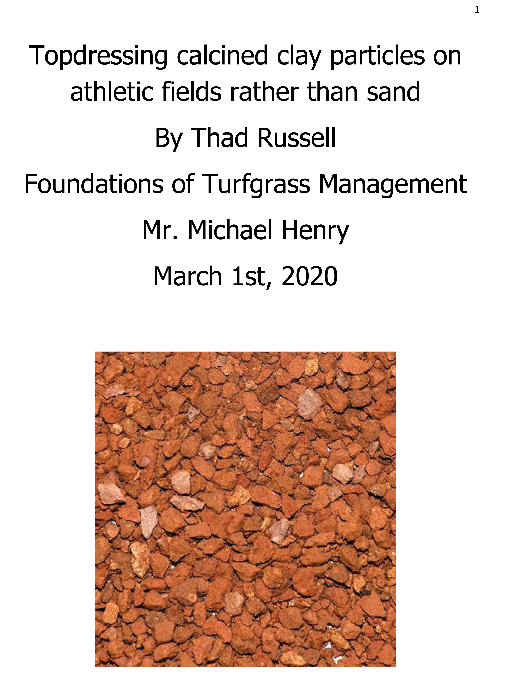 Foundations of Turfgrass Management, Mr. Michael Henry, page 1
